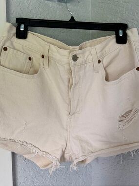 Levi's Cream Distressed Cutoff Denim Shorts